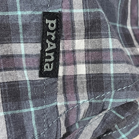 PRANA Men's Offwidth Short Sleeve Button Front Shirt Plaid Organic Cotton XL - Picture 6 of 7